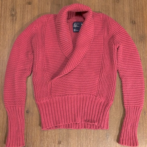 $6.99 shipping next hour🍁 AMERICAN EAGLE Knit Cowl V Neck Wrap Sweater - Picture 10 of 10